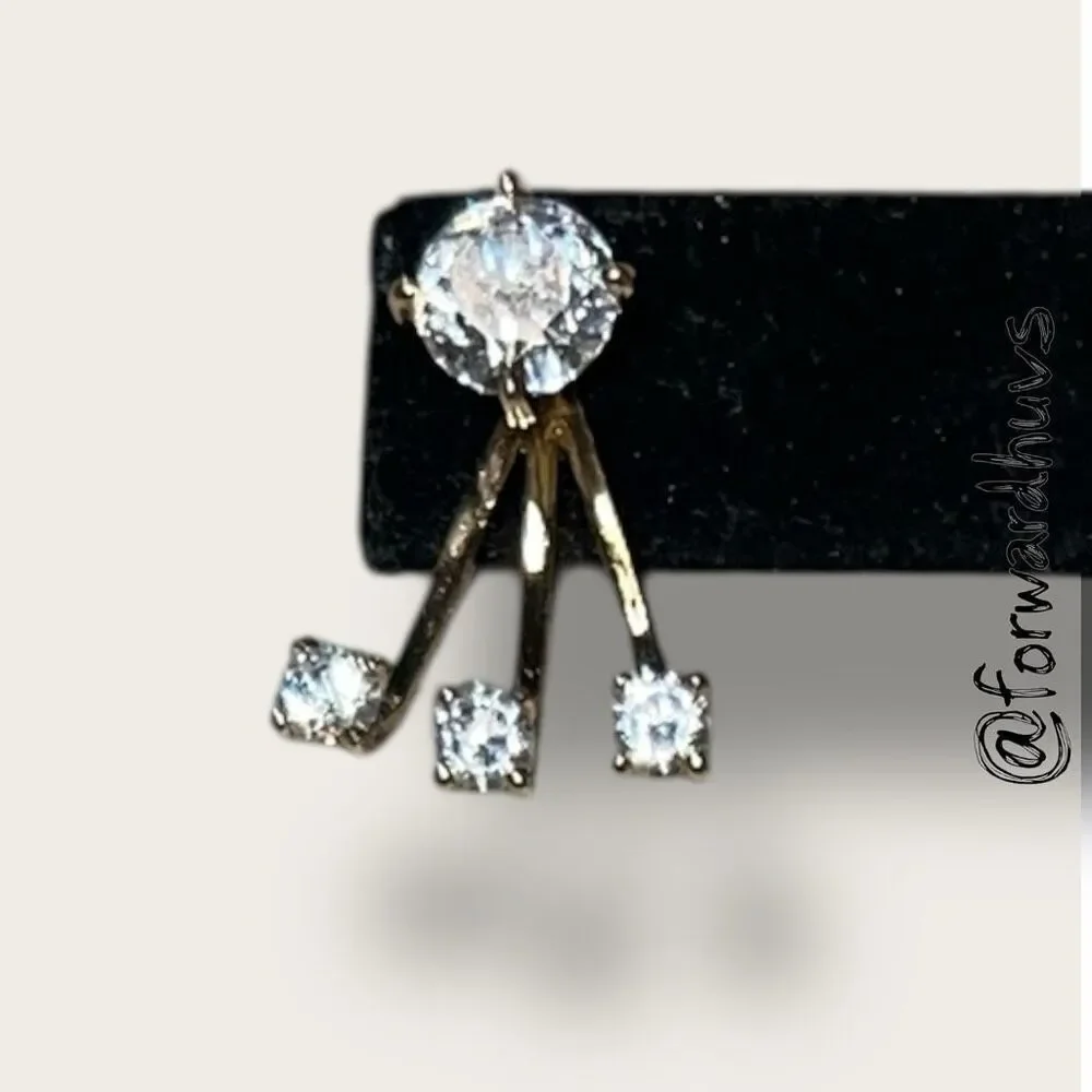 Convertible Rhinestone Earrings – 3-Piece Modular Design – Clear Stones